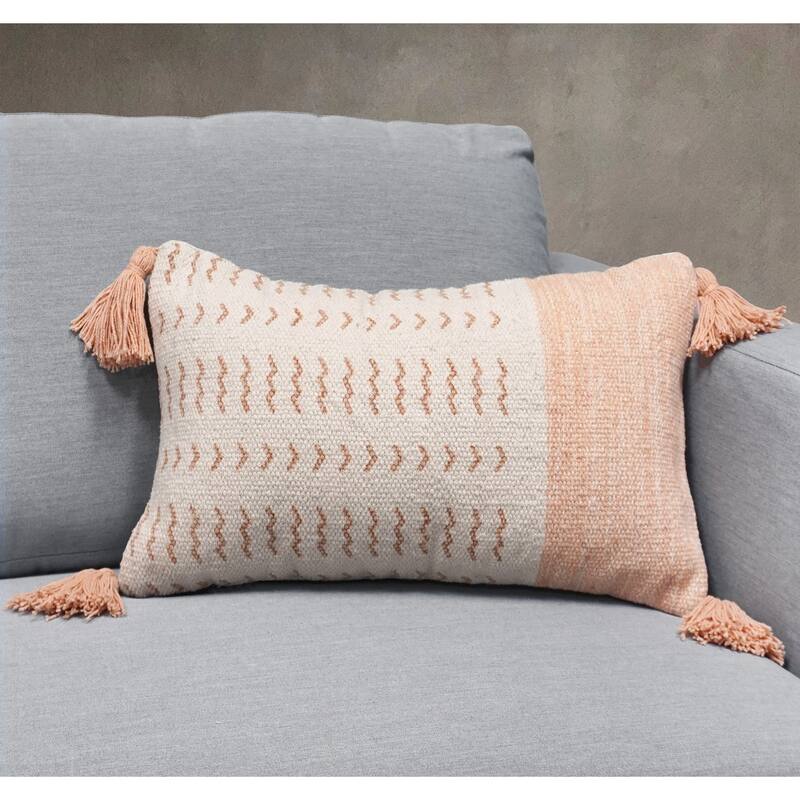 Zara Lumbar Indian Throw Pillow 12"x20" Blush Bed Bath & Beyond